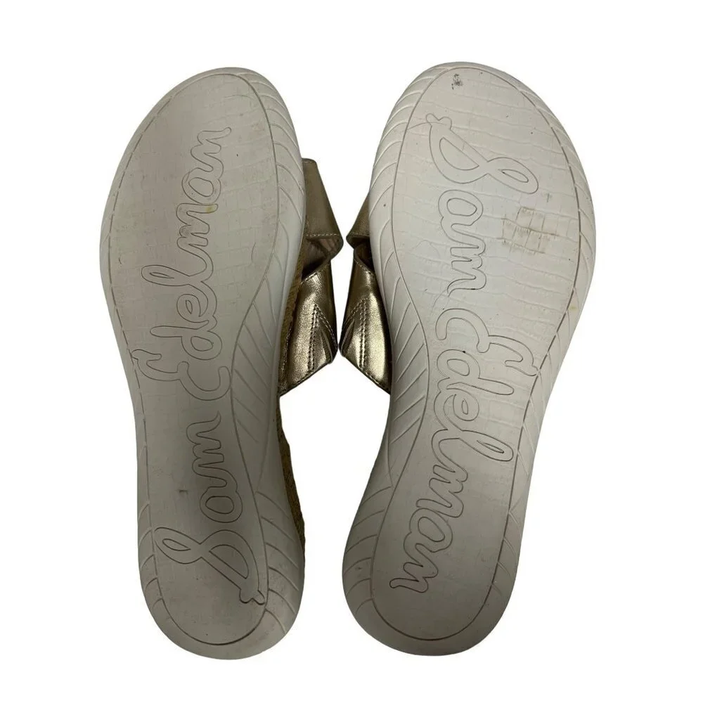 Sam Edelman Jen Gold Slide Sandal Crisscross Espedrille Women's Size 10